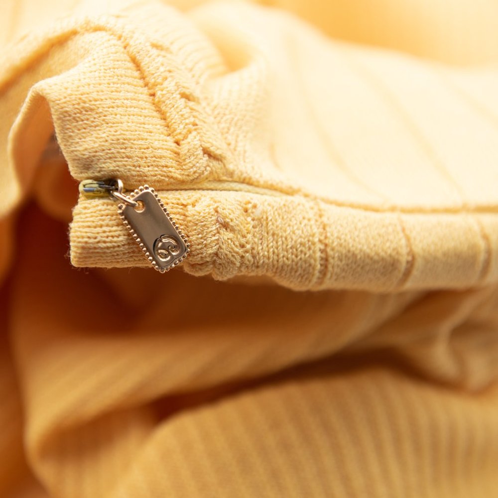 Vintage St. John Marie Gray Sweater Santana Knit Mock Neck Yellow Size Small - Picture 4 of 7